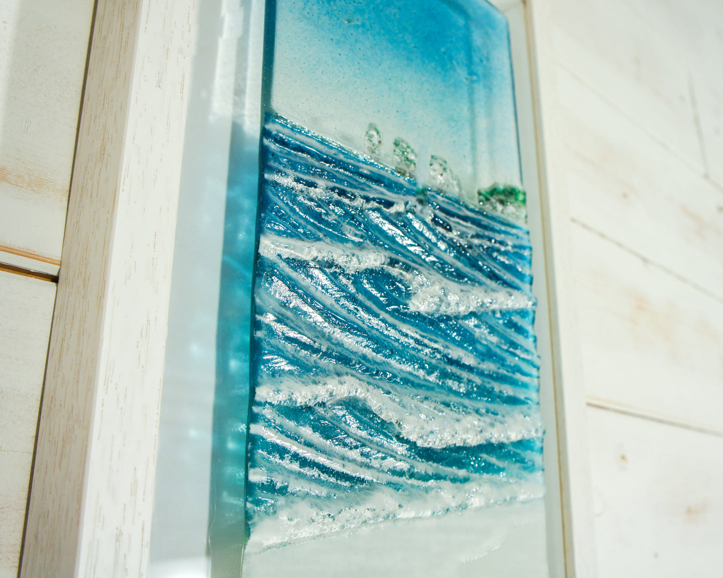 portrait wave glass wall art frame cliff