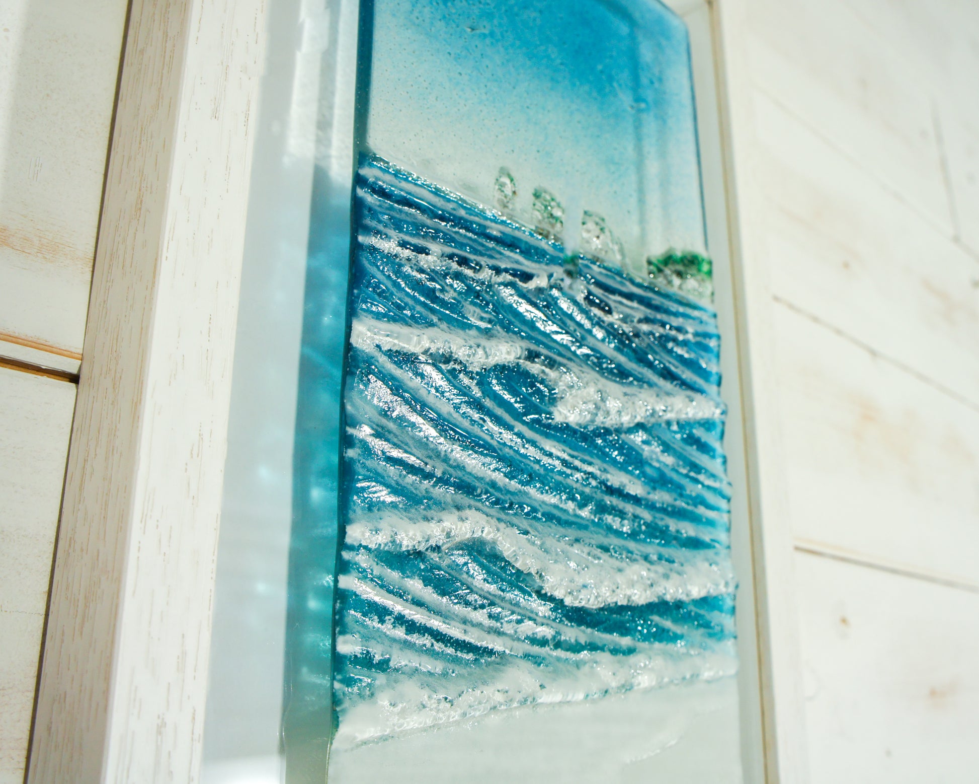 portrait wave glass wall art frame cliff