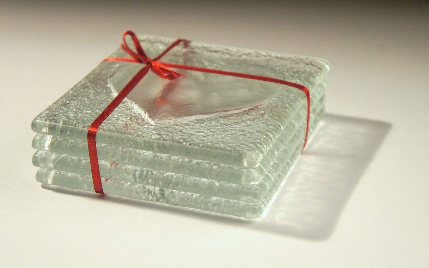 6 Clear Heart Coasters