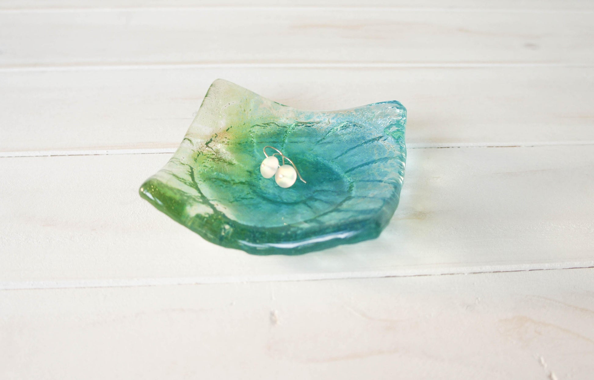 Ammonite Green Turquoise Blue Ring Dish 10cm