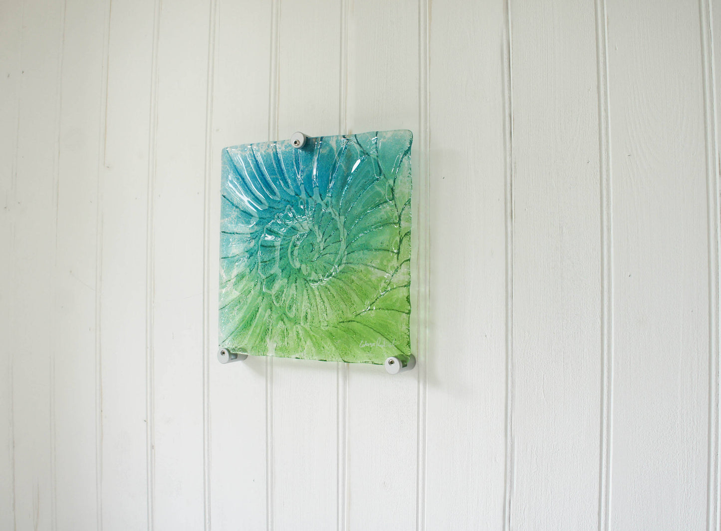 Ammonite Wall Panel - Small Square - Turquoise Blue Green - 22cm(9") with fixings