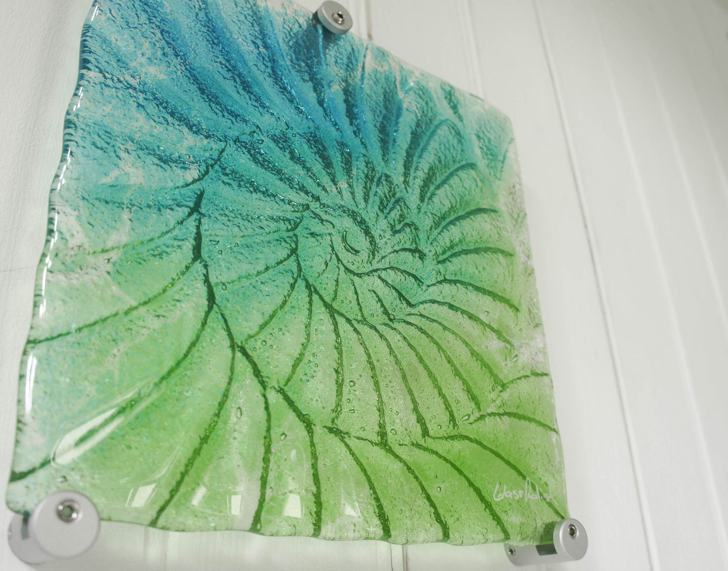 Ammonite Wall Panel - Small Square - Turquoise Blue Green - 22cm(9") with fixings