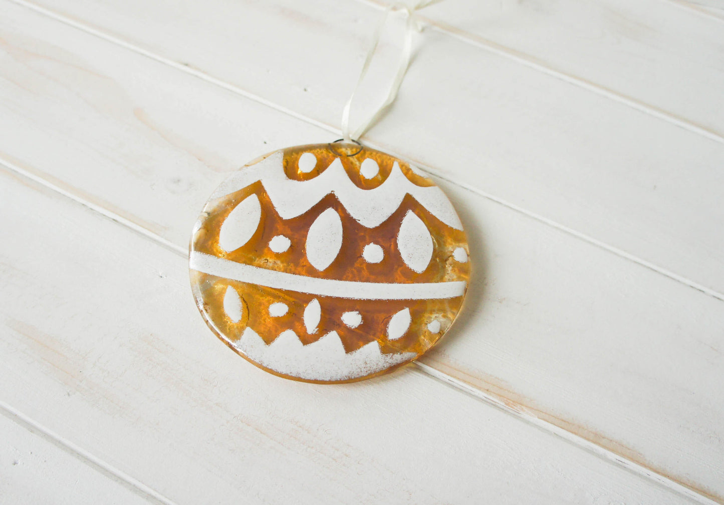 Norwegian Amber Glass  Bauble - 12cm(5") - with an organza bag