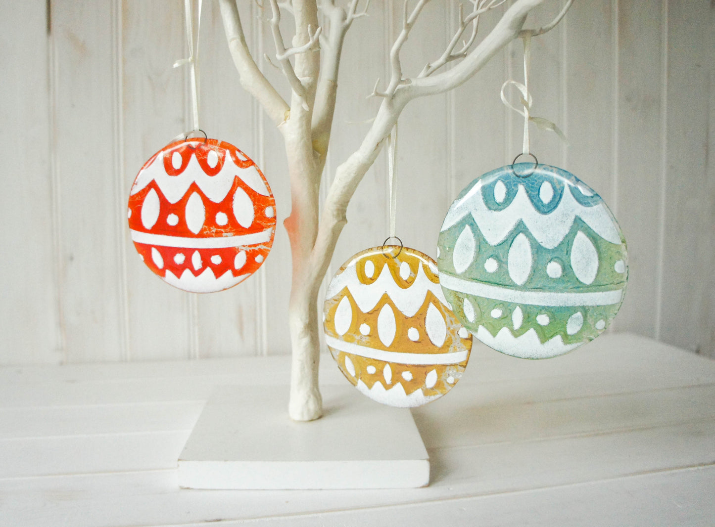 3 Norwegian Glass Bauble - Hanging - 12cm(5")