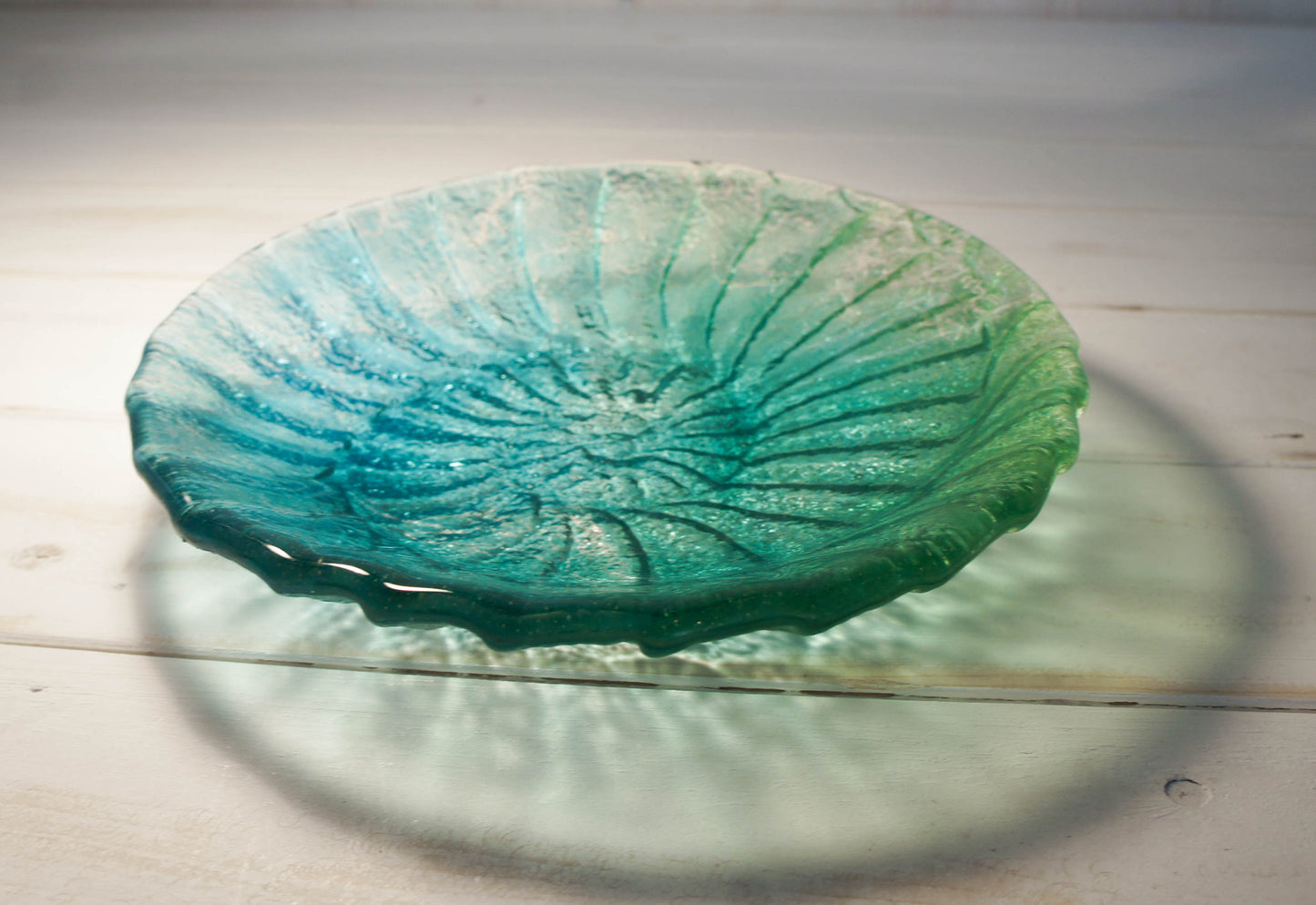 Small Ammonite Bowl - Green Blue Turquoise - 22.5cm (9")