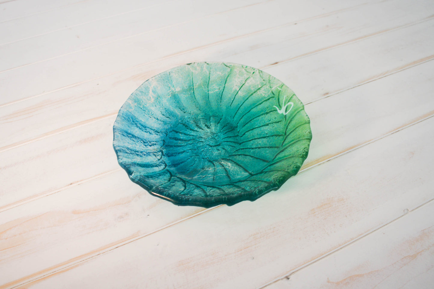 Small Ammonite Bowl - Green Blue Turquoise - 20cm (8")