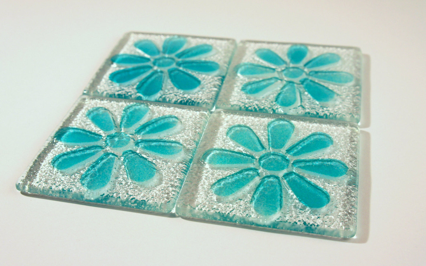 4 Daisy Turquoise Coasters
