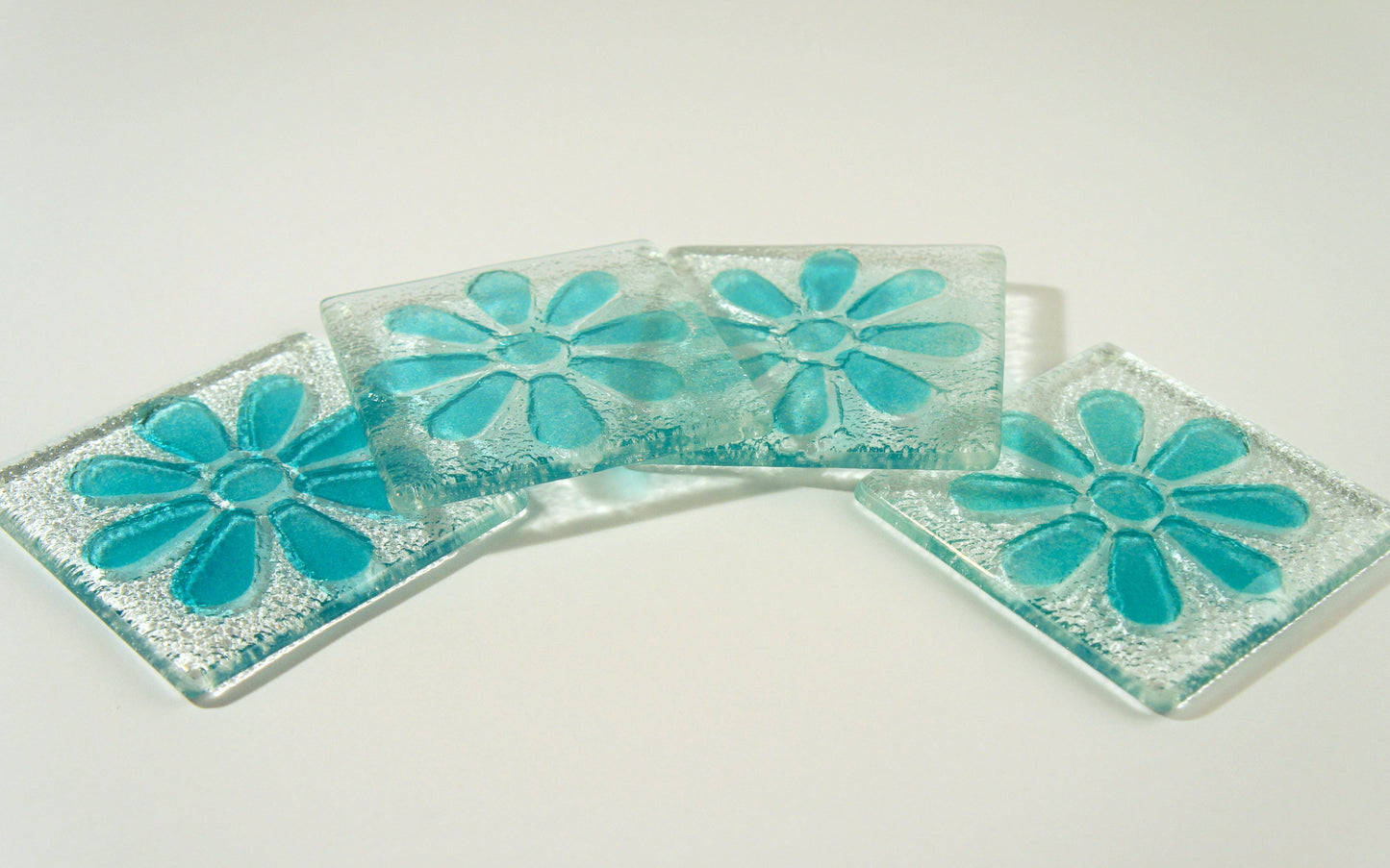 4 Daisy Turquoise Coasters