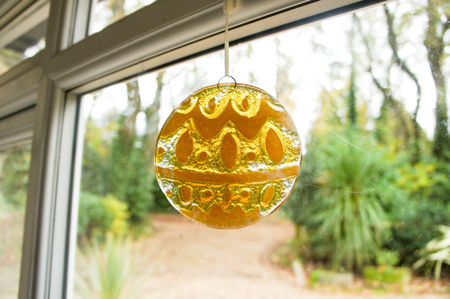 Norwegian Amber Glass  Bauble - 12cm(5") - with an organza bag