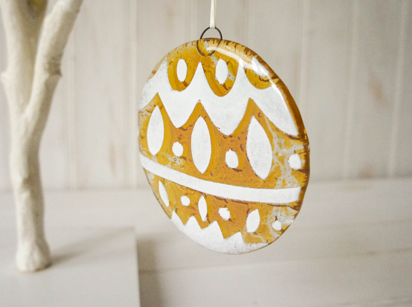 Norwegian Amber Glass  Bauble - 12cm(5") - with an organza bag