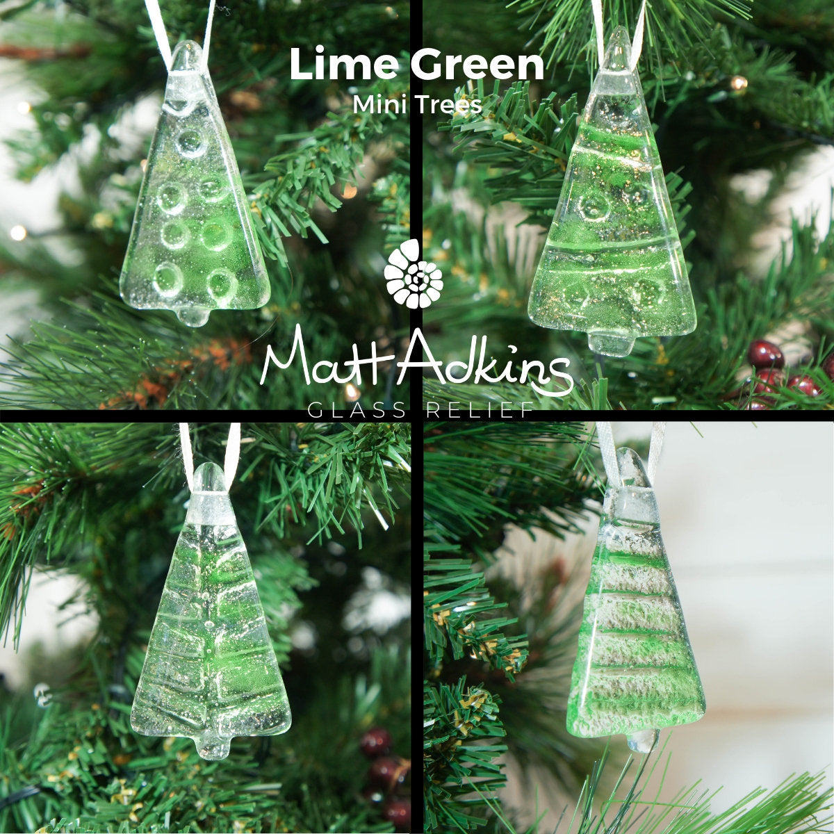 3 Mini Glass Trees - Hanging - Choose your colours - 8cm(3")