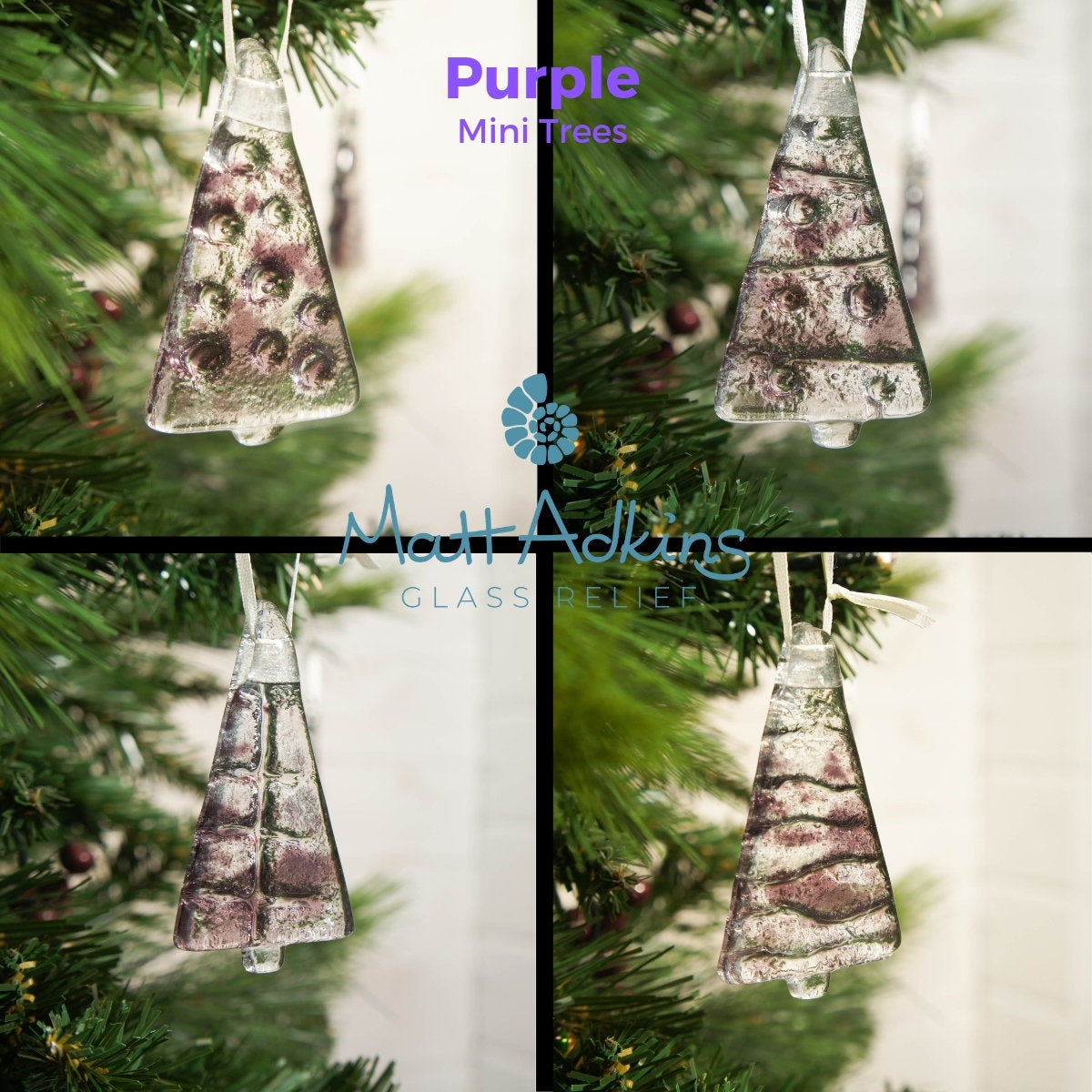 3 Mini Glass Trees - Hanging - Choose your colours - 8cm(3")