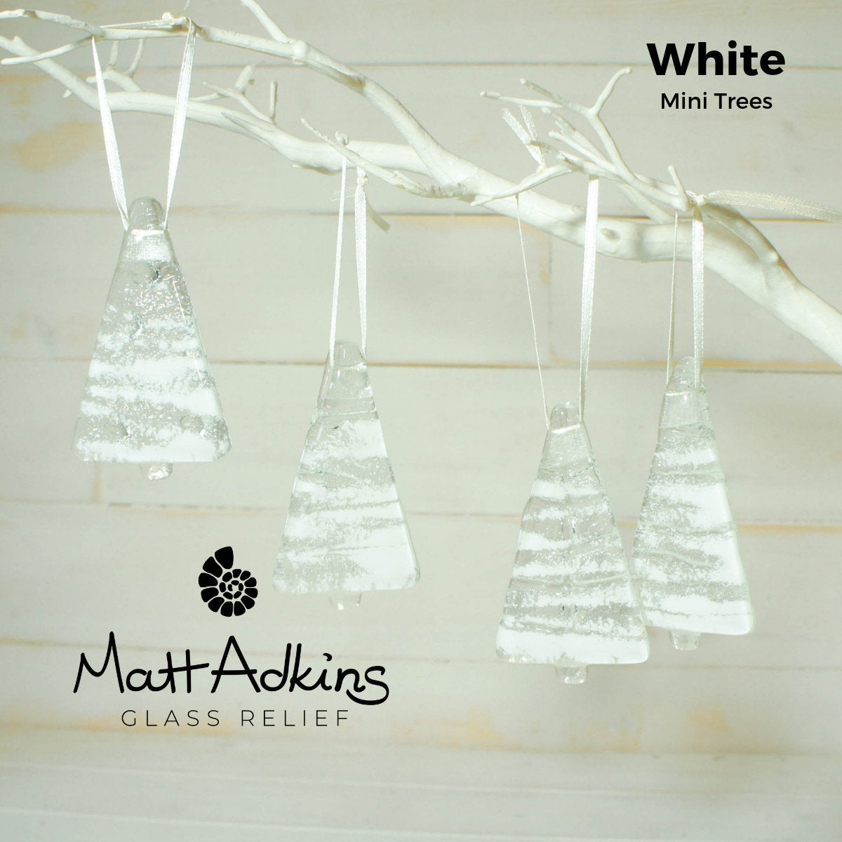 3 Mini Glass Trees - Hanging - Choose your colours - 8cm(3")