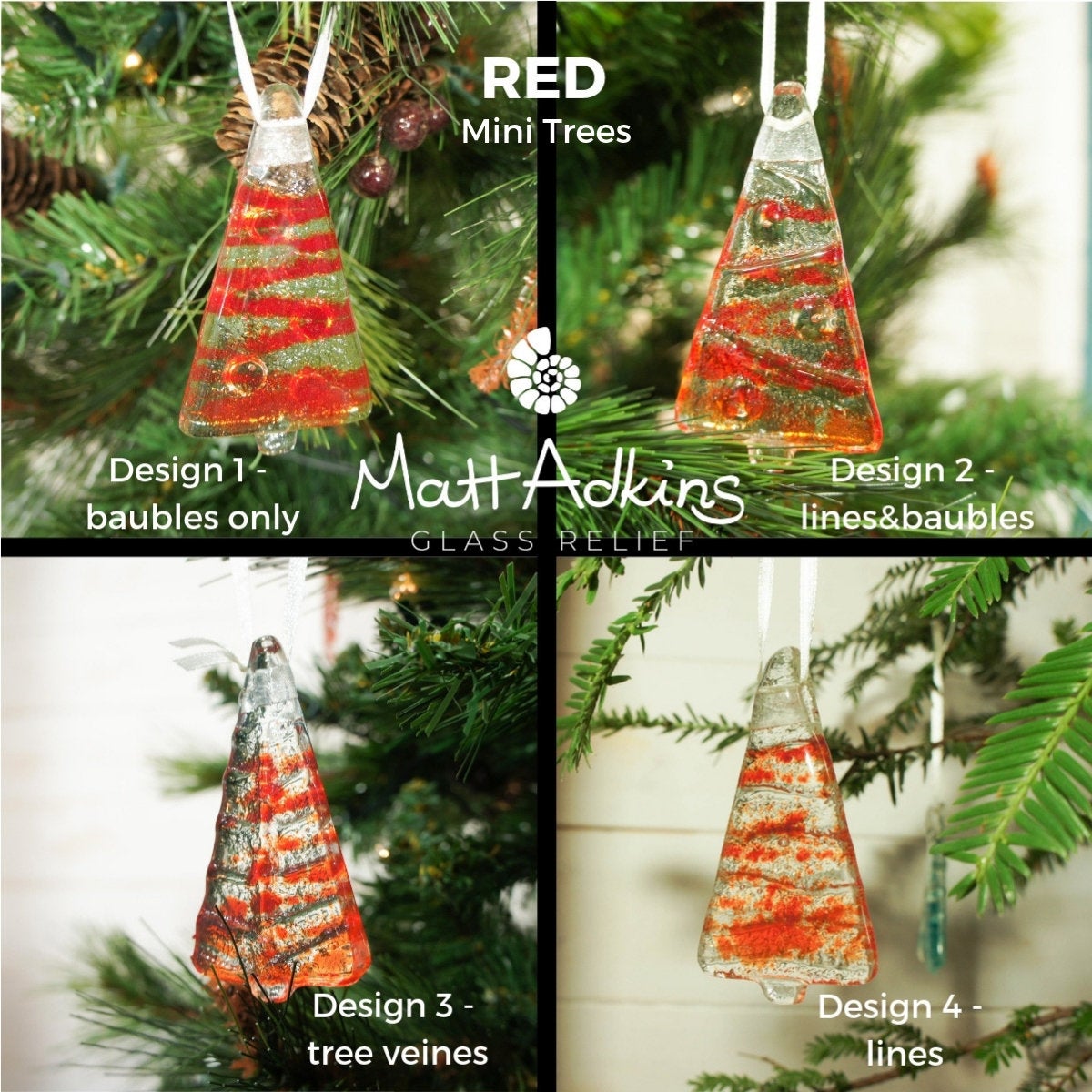 red christmas tree sea glass decorations