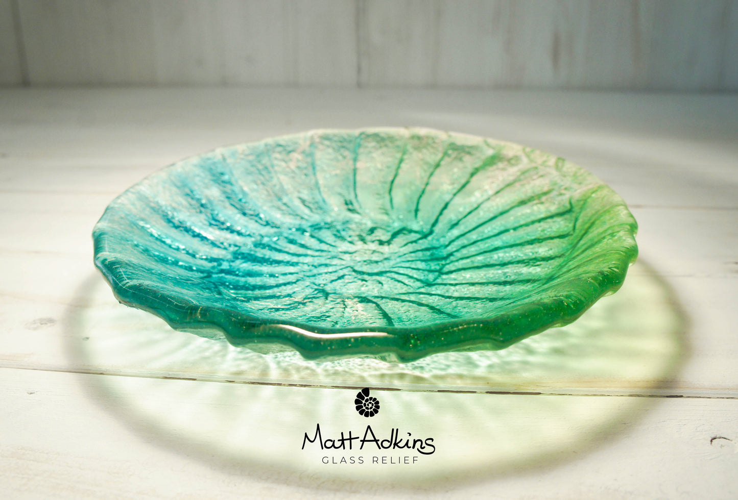 lime green blue teal turquoise ammonite blue glass bowl