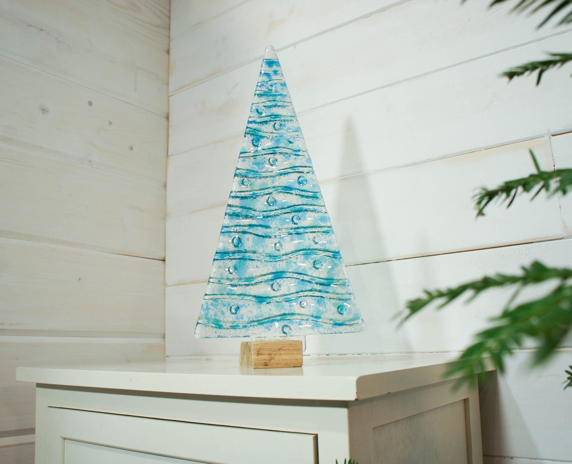 blue christmas glass tree decoration