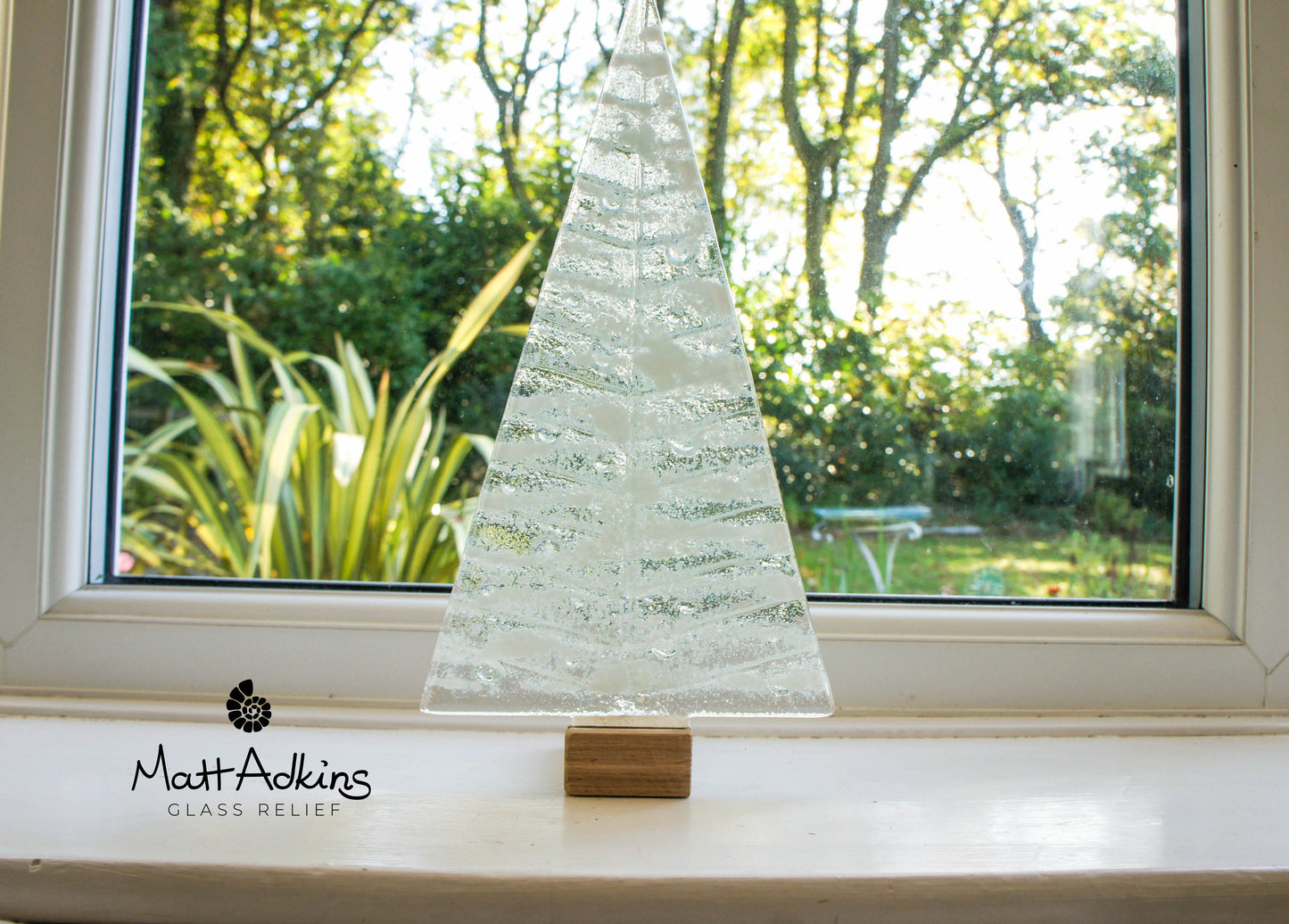 white fused glass christmas tree