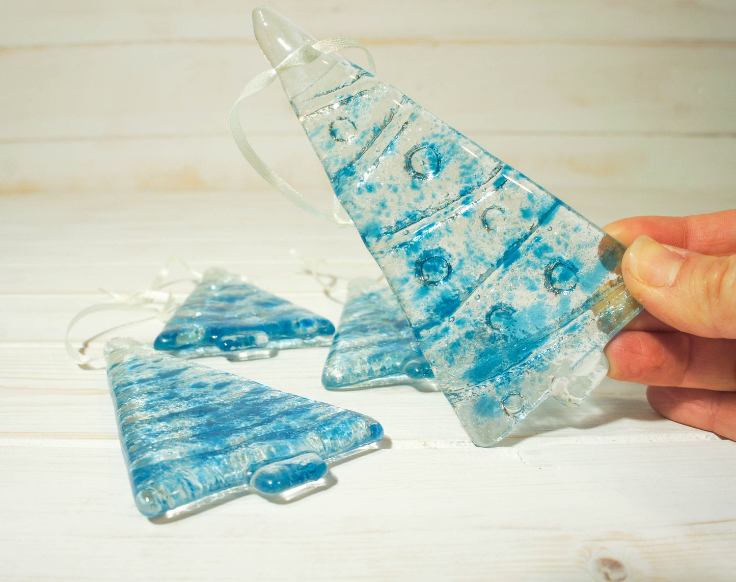 1 to 6 Medium Blue Trees - Hanging - 12cm/3 3/4"