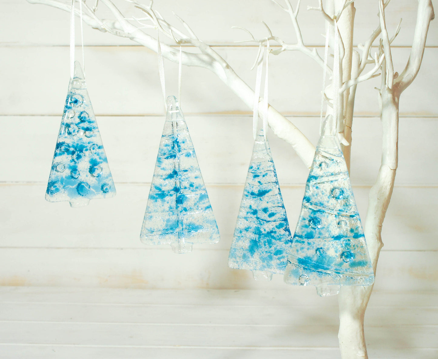 1 to 6 Medium Blue Trees - Hanging - 12cm/3 3/4"