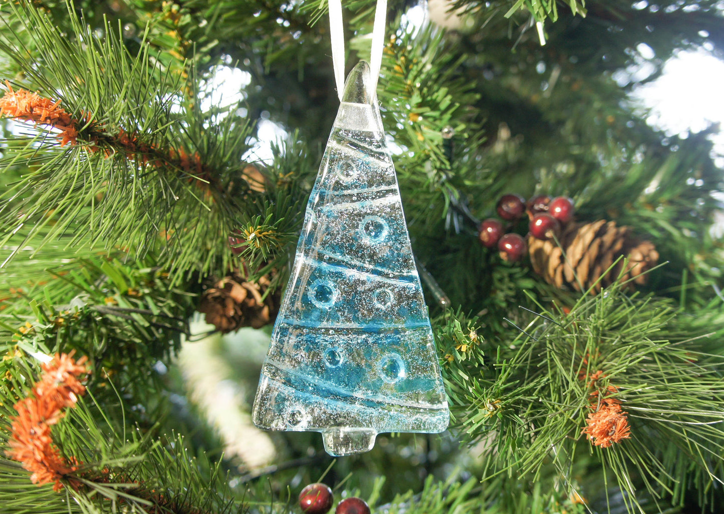 1 to 6 Medium Blue Trees - Hanging - 12cm/3 3/4"