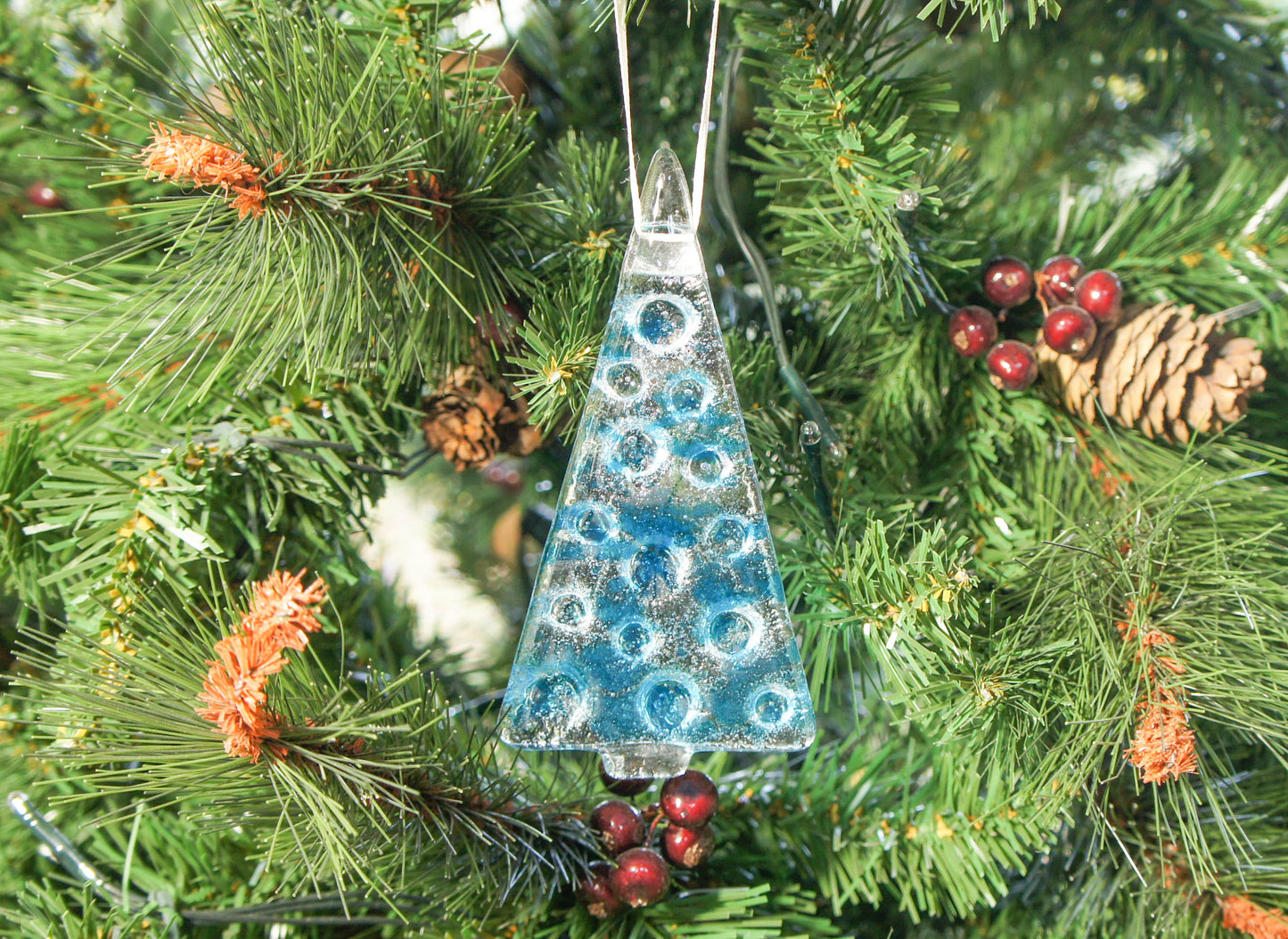 1 to 6 Medium Blue Trees - Hanging - 12cm/3 3/4"