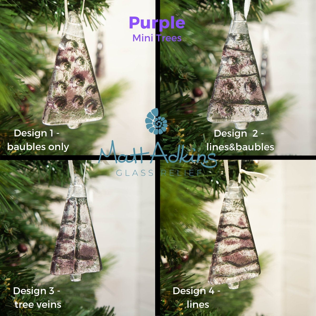 sea glass purple lilac christmas tree decorations