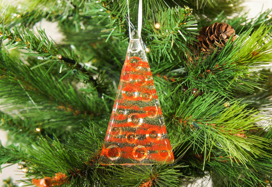 2 to 6 Medium Red Glass Trees - Hanging - 12cm/3 3/4"