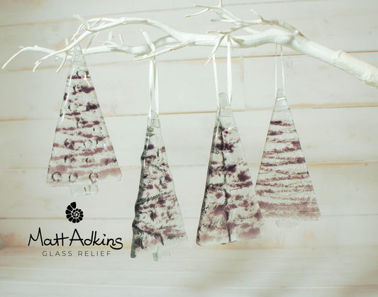 1 to 6 Medium Purple Glass Trees - Hanging - 12cm/3 3/4"