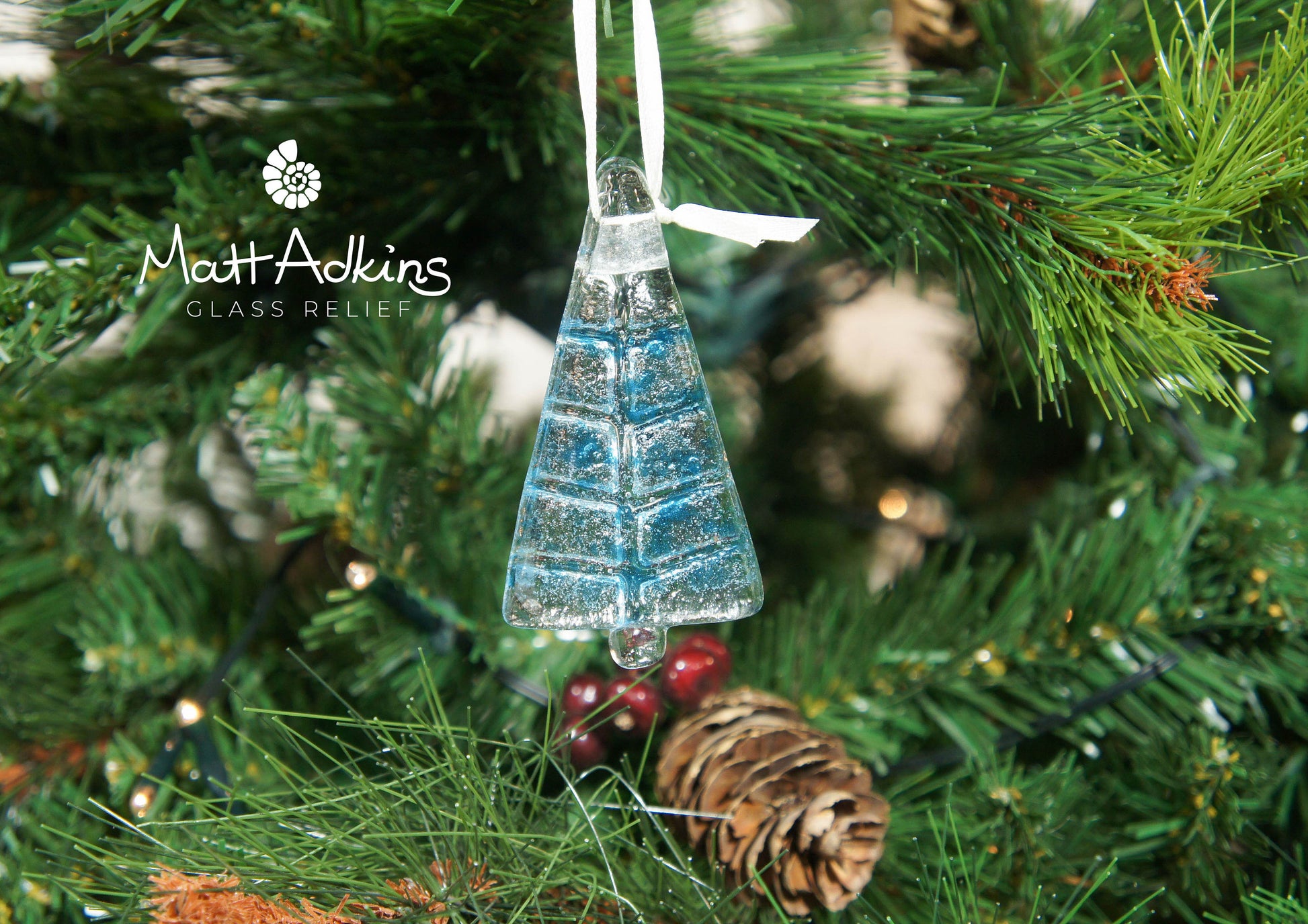 blue sea glass christmas tree decorations