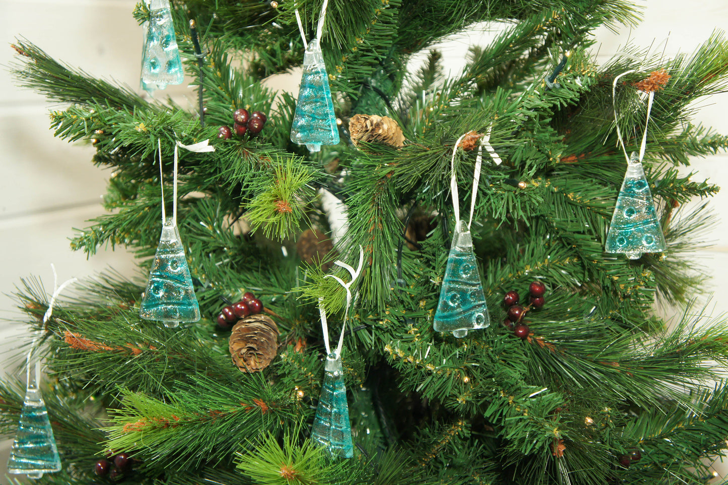 3 Mini Glass Trees - Hanging - Choose your colours - 8cm(3")