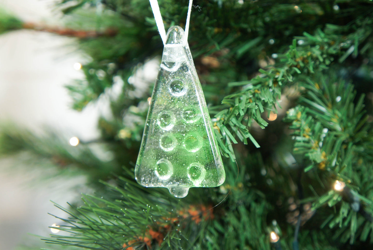 3 to 6 Mini Green Glass Trees - Hanging - 8cm(3")