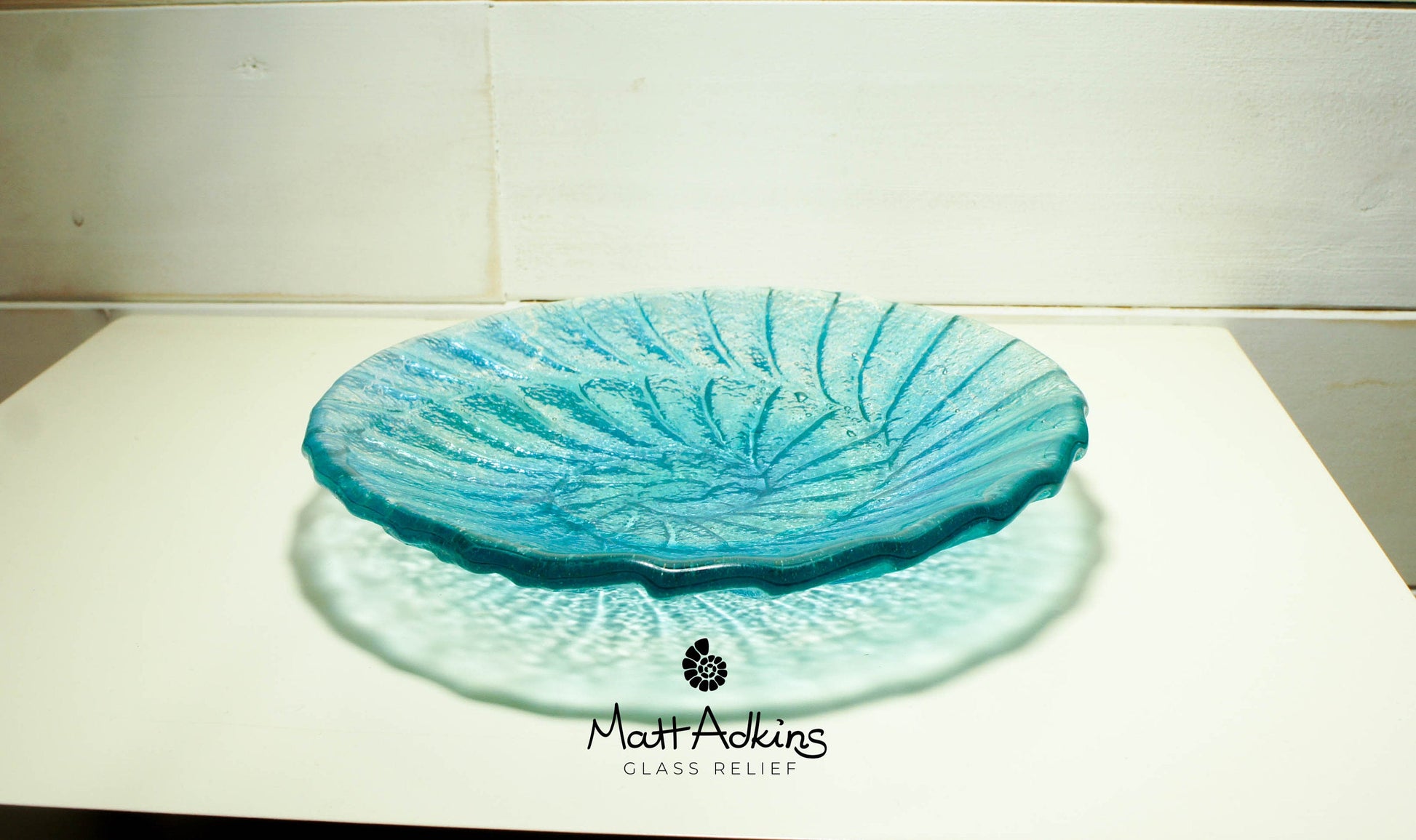 ammonite nautilus glass bowl turquoise teal blue