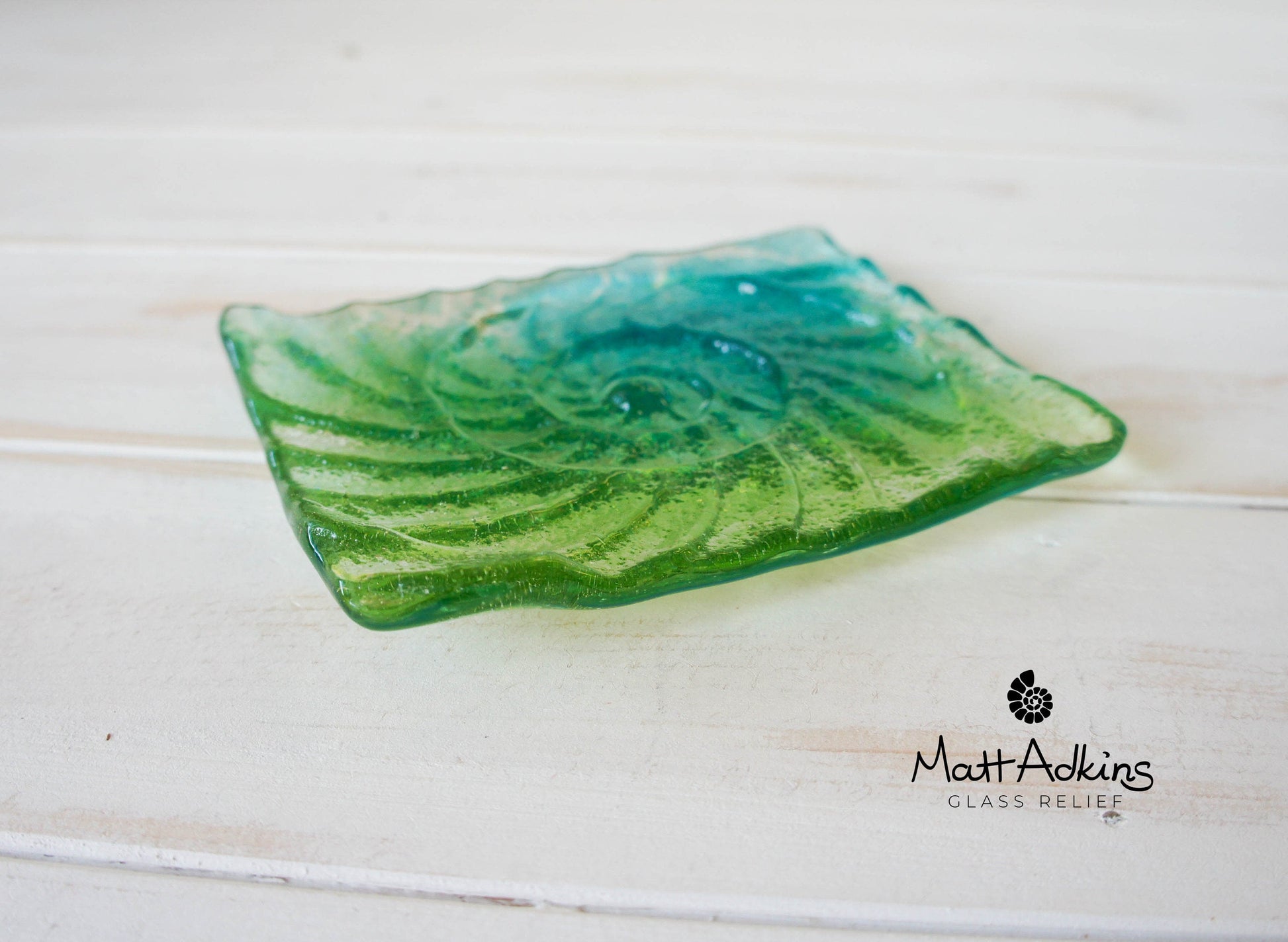 teal and lime green handmade soap dish