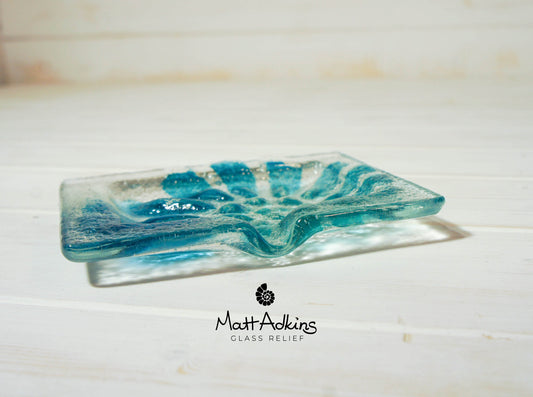 Blue and turquoise Ammonite Soap Glass Dish