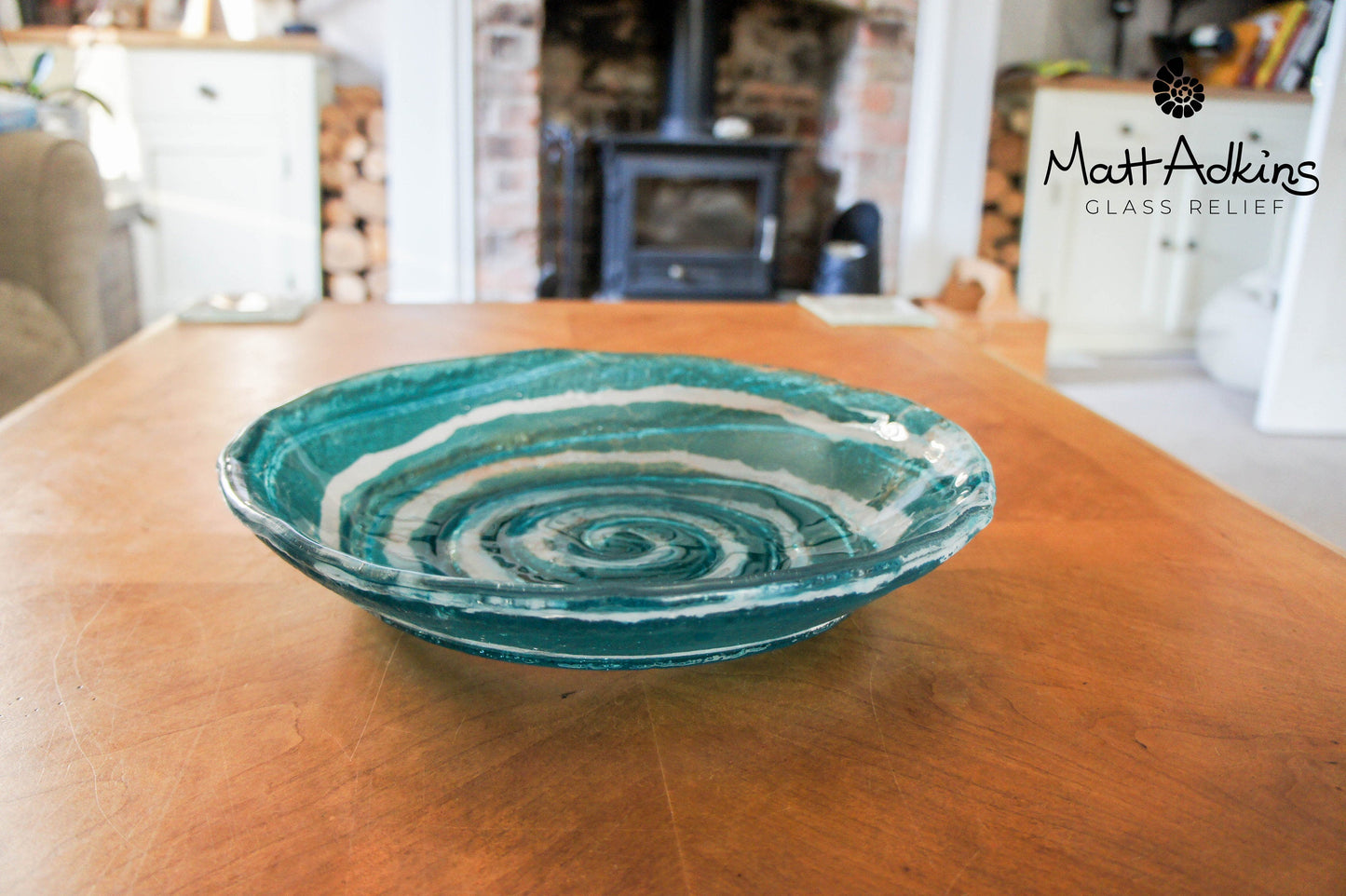 Turquoise Blue Swirl Bowl - 29cm(11 1/2")