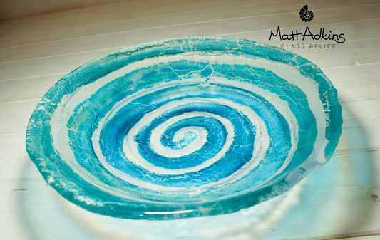 Turquoise Blue Swirl Bowl - 29cm(11 1/2")