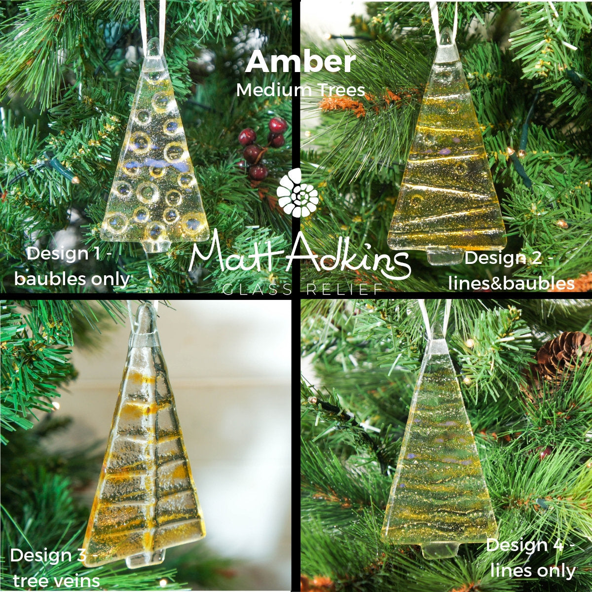 1 to 6 Medium Amber Trees - Hanging - 12cm/3 3/4"