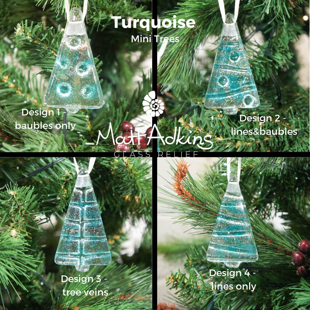 teal hanging christmas glass trees