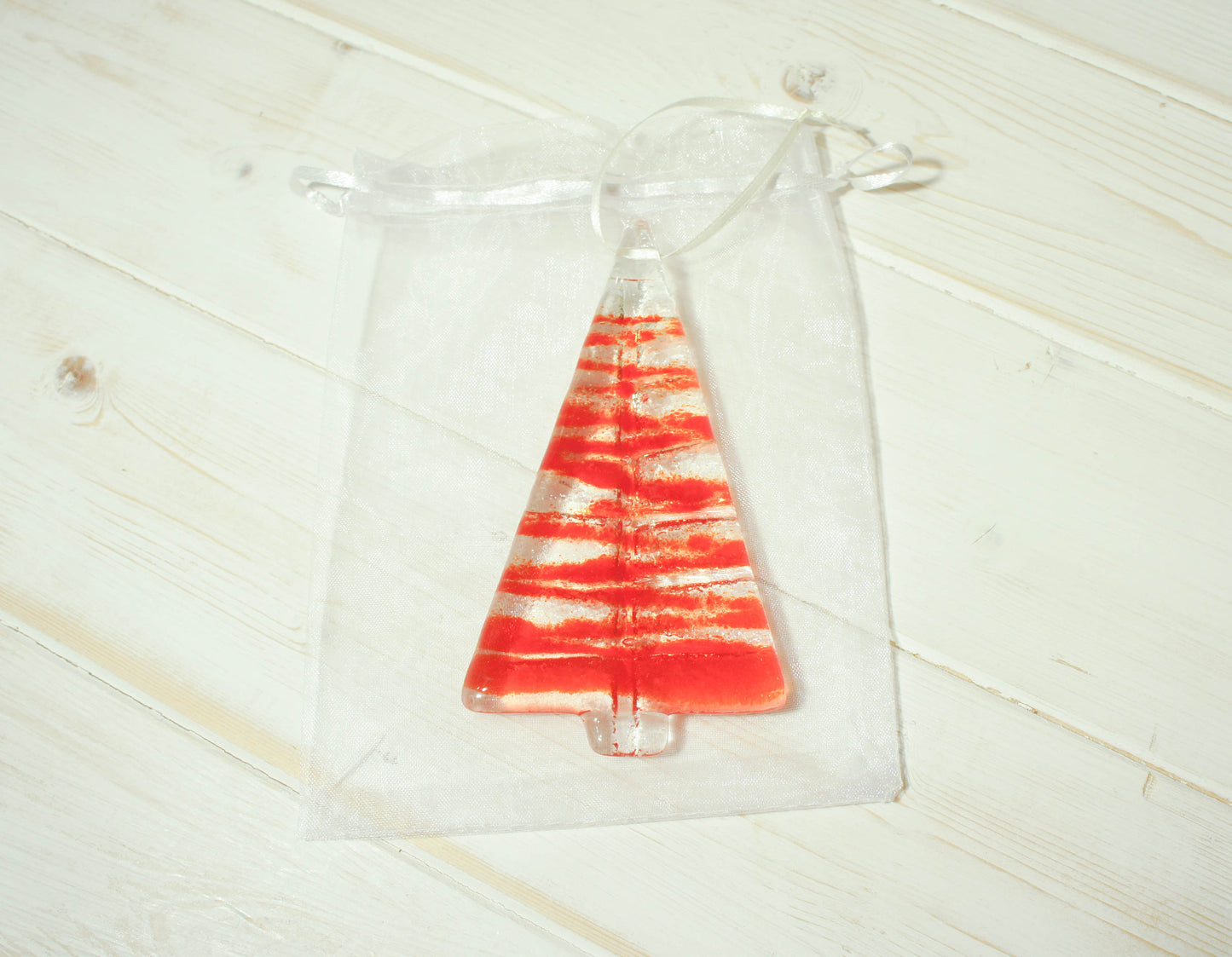 1 to 6 Medium Red Glass Trees - Hanging - 12cm/3 3/4"