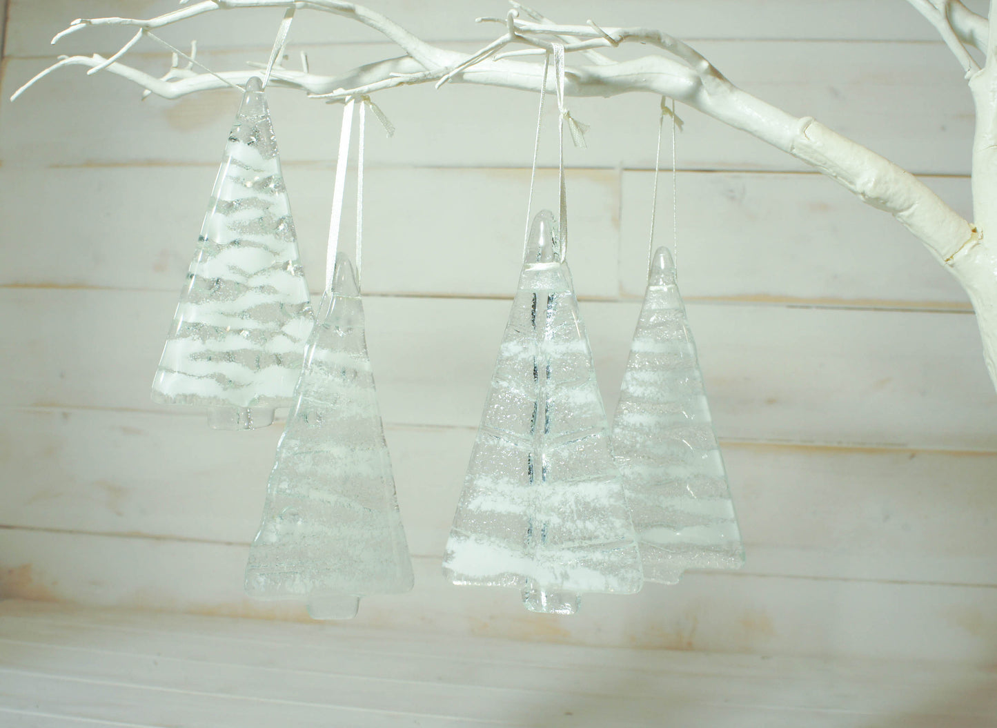 1 to 6 Medium White Glass Trees - Hanging - 12cm/3 3/4"