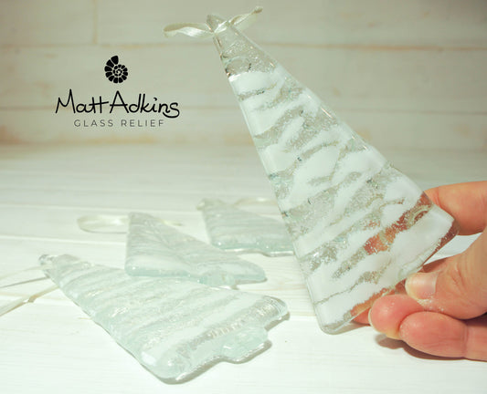 1 to 6 Medium White Glass Trees - Hanging - 12cm/3 3/4"