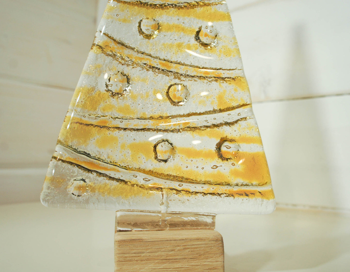 Large Gold Glass Tree -  Freestanding - 22cm/8 1/2" with wooden block