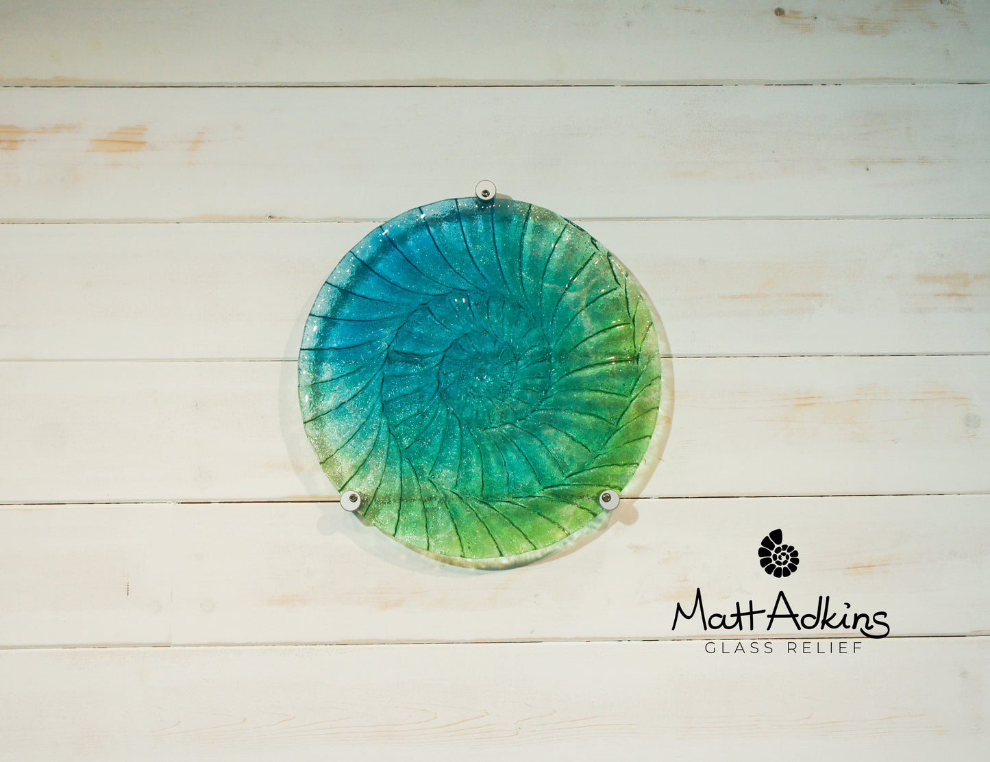 Seabed Wall Panel - Round Turquoise Blue Green- 29cm(10 1/2") with 3 fixings