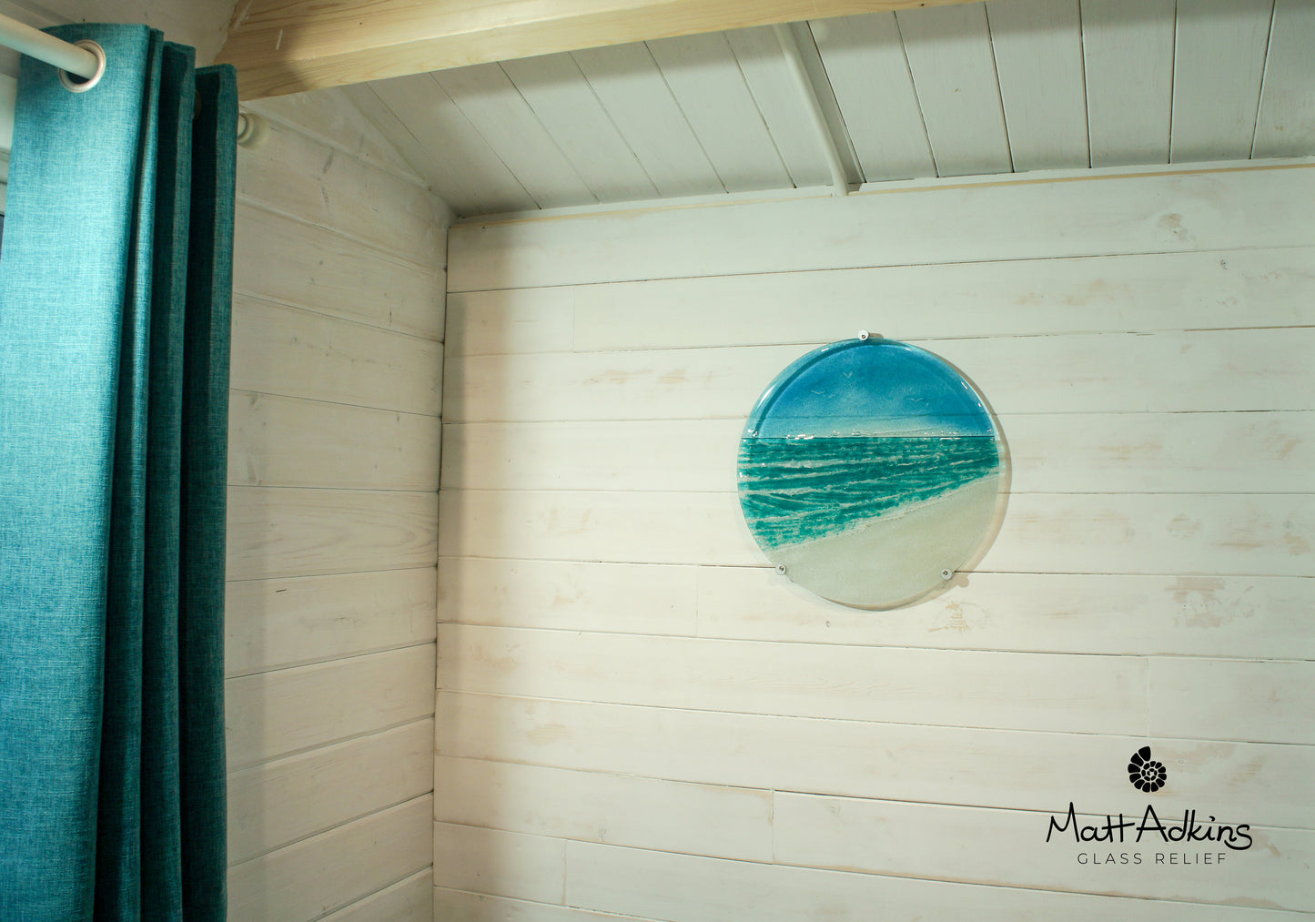 Beach Wall Panel - Large Round - Turquoise - 40cm(16") with fixings