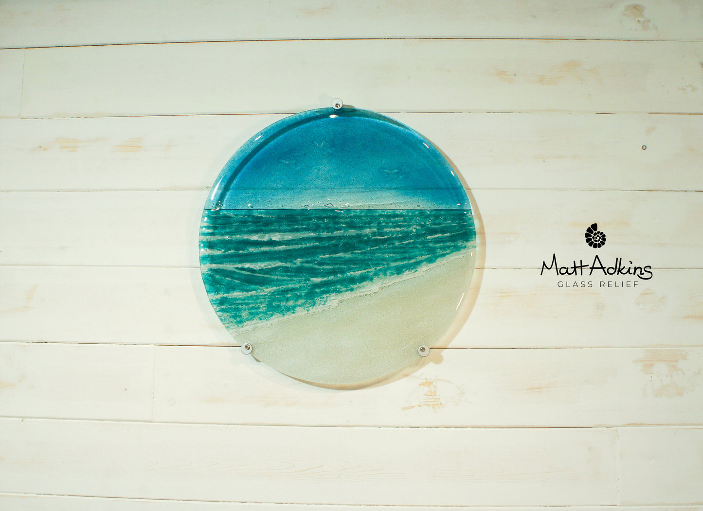 Beach Wall Panel - Large Round - Turquoise - 40cm(16") with fixings