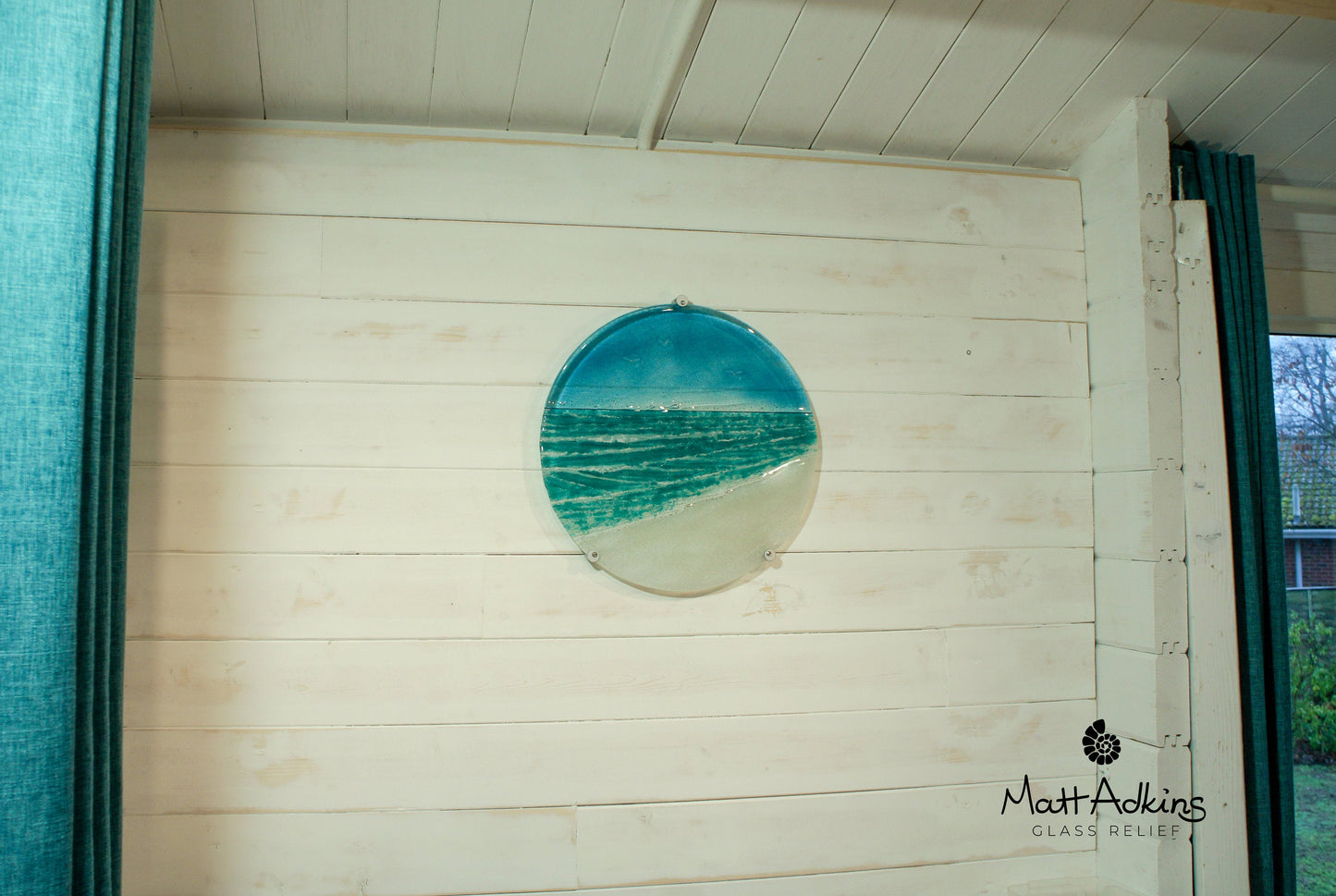 Beach Wall Panel - Large Round - Turquoise - 40cm(16") with fixings