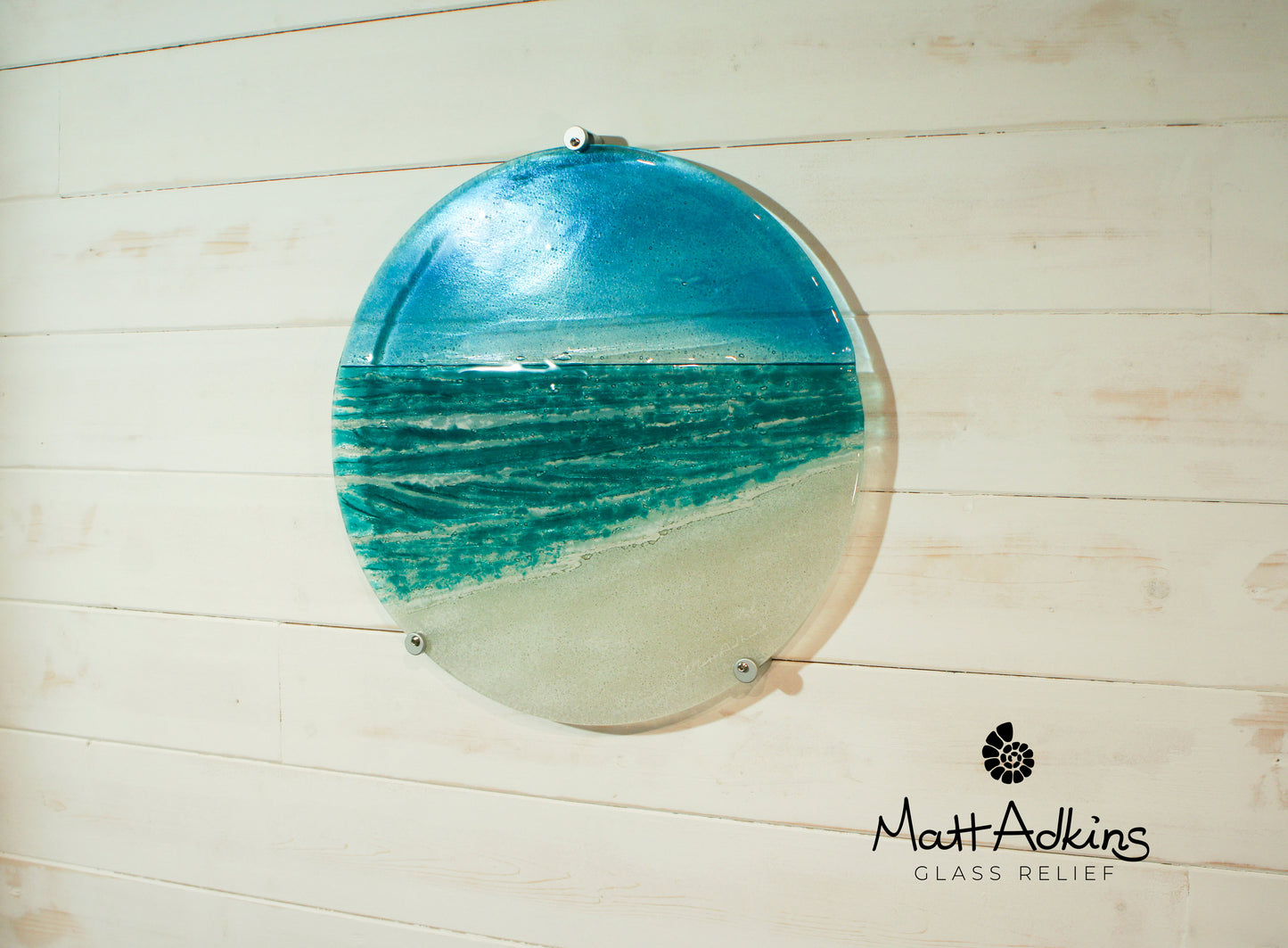 Beach Wall Panel - Large Round - Turquoise - 40cm(16") with fixings