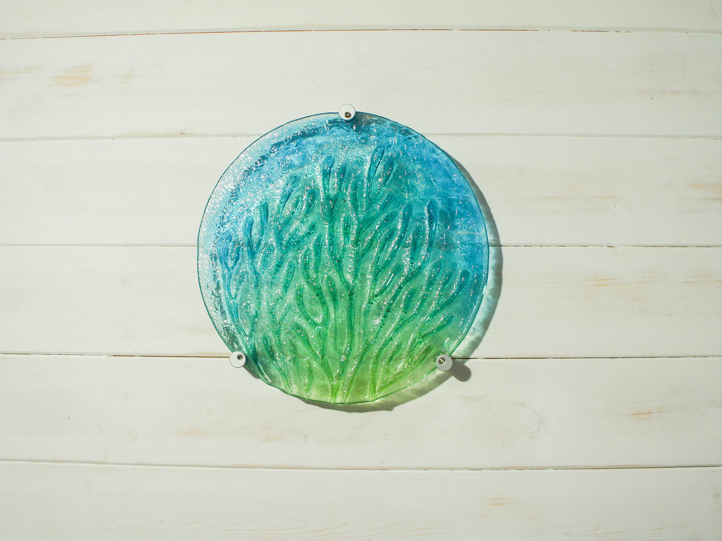 Coral Suncatcher Round - Turquoise Blue Green - 22cm with a cord