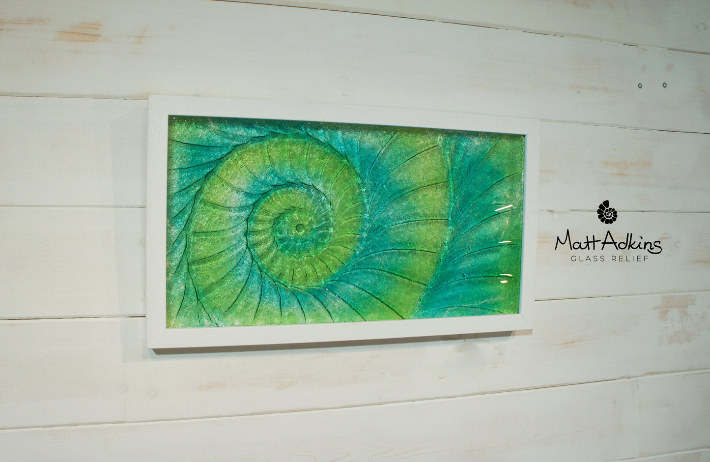 Ammonite Frame - Medium Landscape - Green Blue Turquoise - 45x25cm (17"x10")