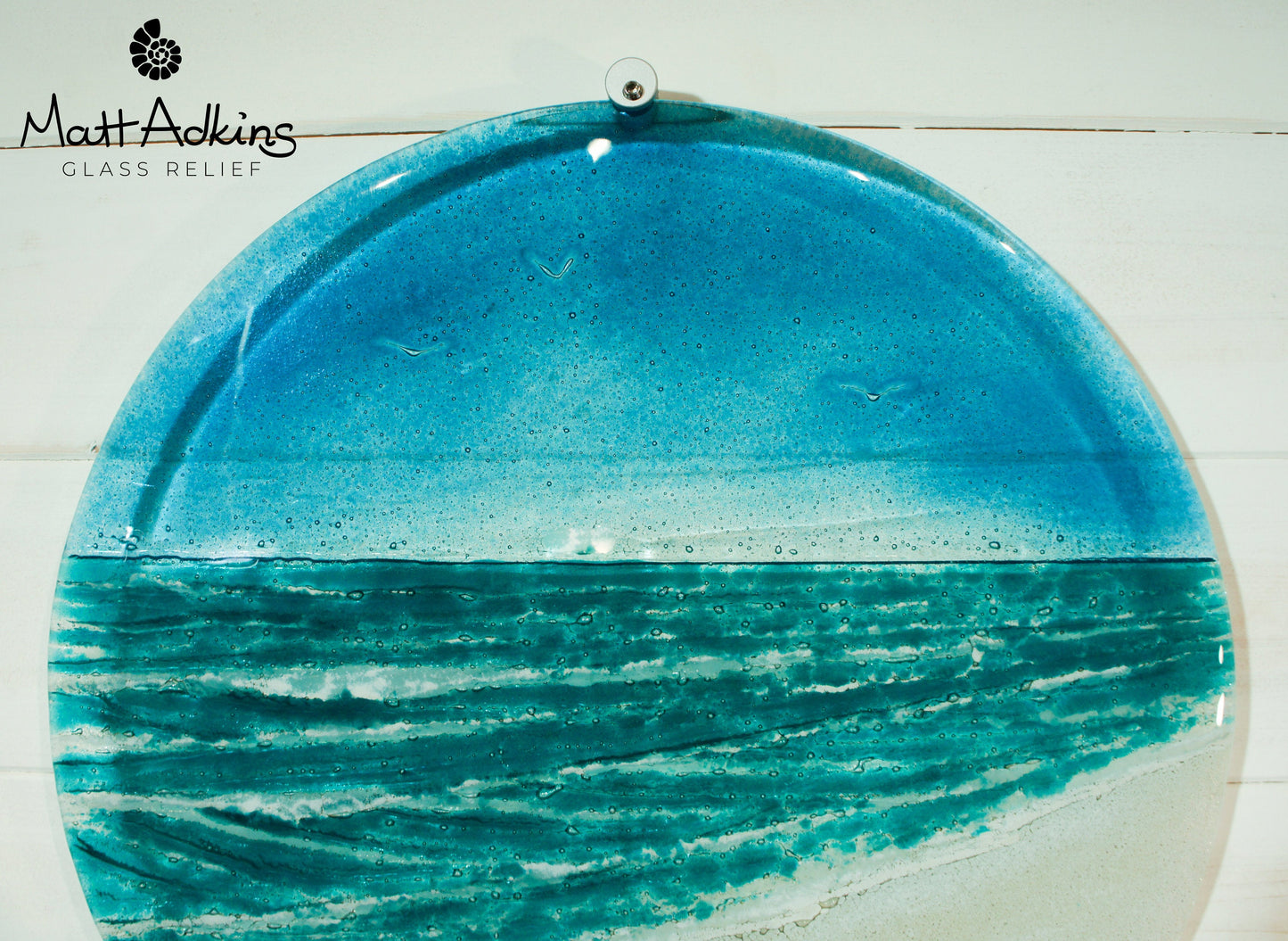 Beach Wall Panel - Large Round - Turquoise - 40cm(16") with fixings